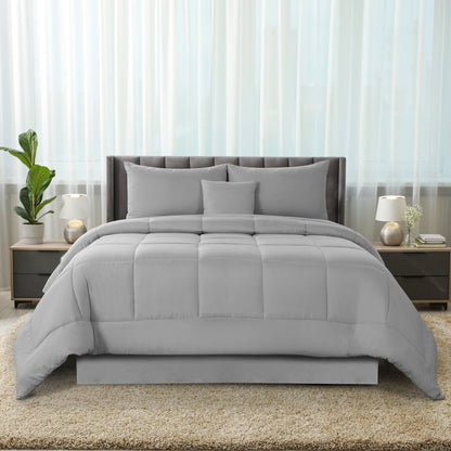 5-Piece Comforter Set, Down Alternative Reversible Quilted Bedding with Bed Skirt & Pillow Shams
