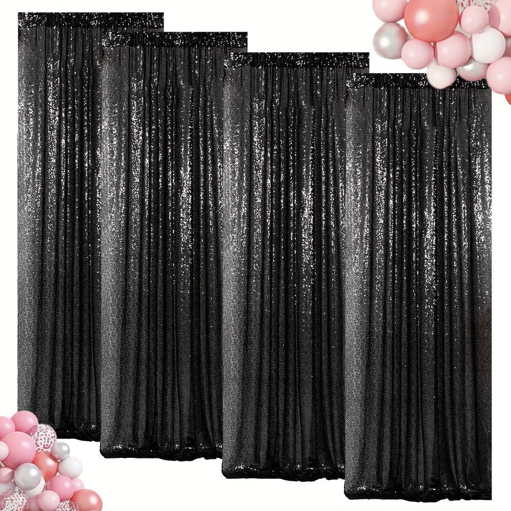 Sequin Backdrop Curtain for Party Wedding – 4x8ft Shimmering Glitter Curtain for Birthday Photo Booth Stage Decoration, Easy Hang
