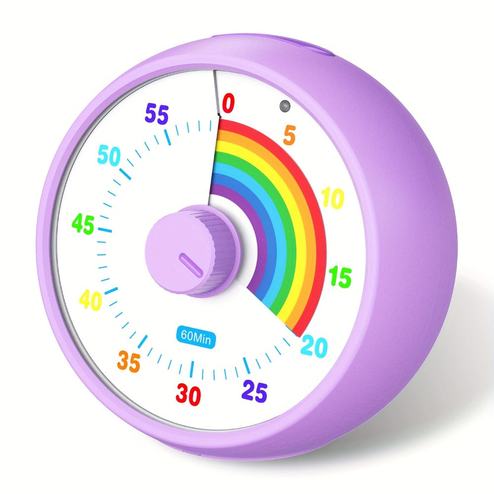 Visual Timer 60 Minute Countdown Silent Tomato Timer Rainbow Pattern for Classroom Office for Home Cooking, Dining and Outdoor Meals