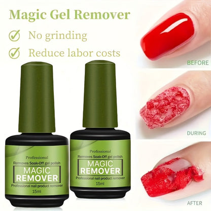Gel Nail Polish Remover 3pcs Set – Soak Off Gel Nails, Nail Glue & Acrylic Nails in 2-3 Minutes | Fast Gentle Formula for Home DIY & Salon