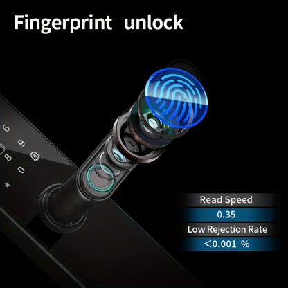 Smart Door Lock with Fingerprint Keypad Card App Access and Optional Camera Handle Models in Black
