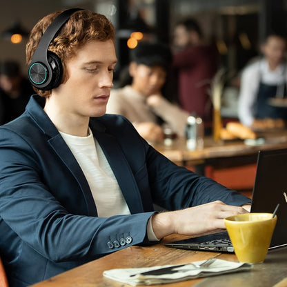 Wireless Headphones Deep Bass Foldable Built-in Mic 3.5mm Wired Stereo Sound Type-C for Bedside Audio, Alarms and Room Entertainment