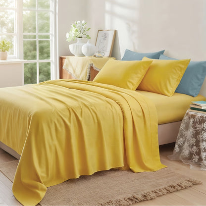 Fitted Sheet Set Deep Pocket | Soft Cooling Breathable Bedding 3-4pcs Fade-Resistant All-Season for Twin Full Queen King