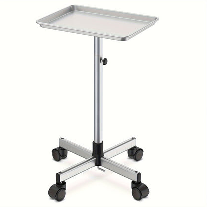 6-Color Premium Aluminum Salon Rolling Tray on Wheels – Adjustable Height Hairdresser Cart, Tattoo Tray, Spa Service Trolley for Nail Tech