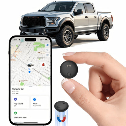 Round Magnetic Find My Locator Tag with One- or Two-Pack Black Options for Vehicles, Bikes and Personal Items