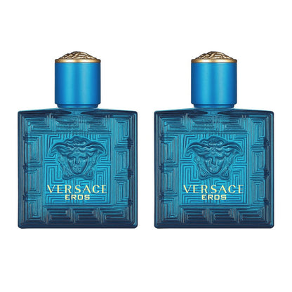 Eau de Toilette Versace Eros for Men Travel Mini Pack with Two 5ml Blue Bottles and Boxed Set