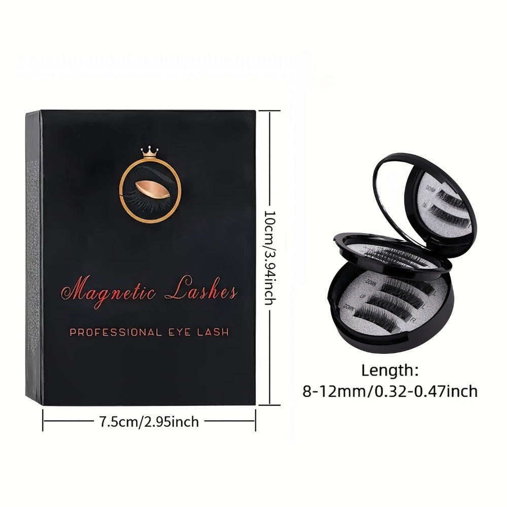 Waterproof 3D Magnetic Lashes 8Pcs Reusable Double Strip False Eyelashes Set with Clips & Glue – Natural Look for Women, Daily Wear