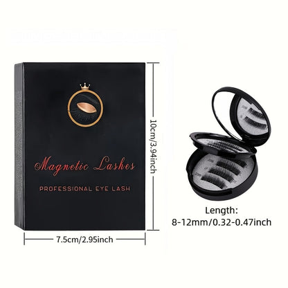Waterproof 3D Magnetic Lashes 8Pcs Reusable Double Strip False Eyelashes Set with Clips & Glue – Natural Look for Women, Daily Wear