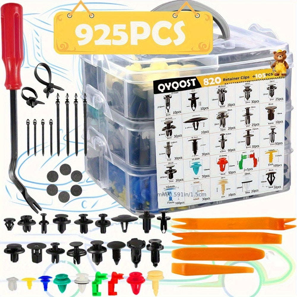 Car Body Fasteners Kit – Snap Rivets, Wing Expansion Screws & Willow Nails, Universal Automotive Retainer Clips for Car Body Panels
