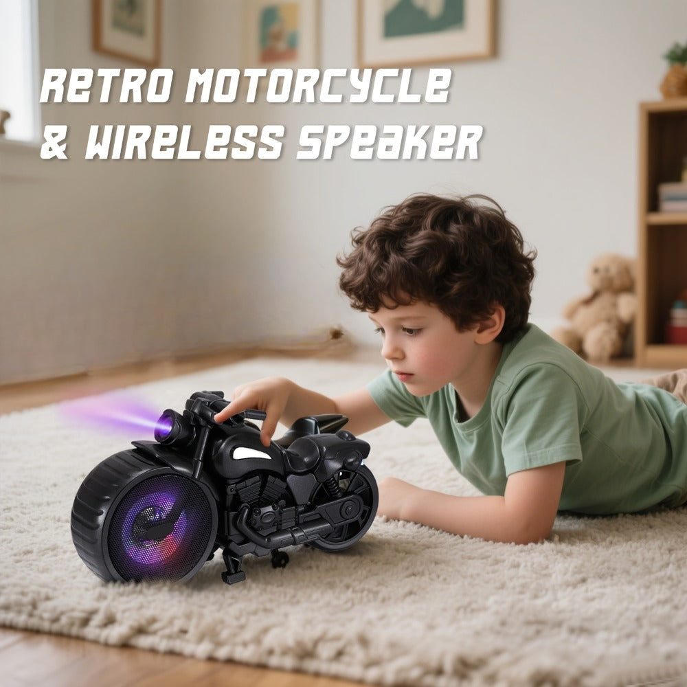 Bluetooth Speaker MOTO BEAT Motorcycle-Shaped RGB Model with FM Radio, USB, TF, AUX and Rechargeable Battery