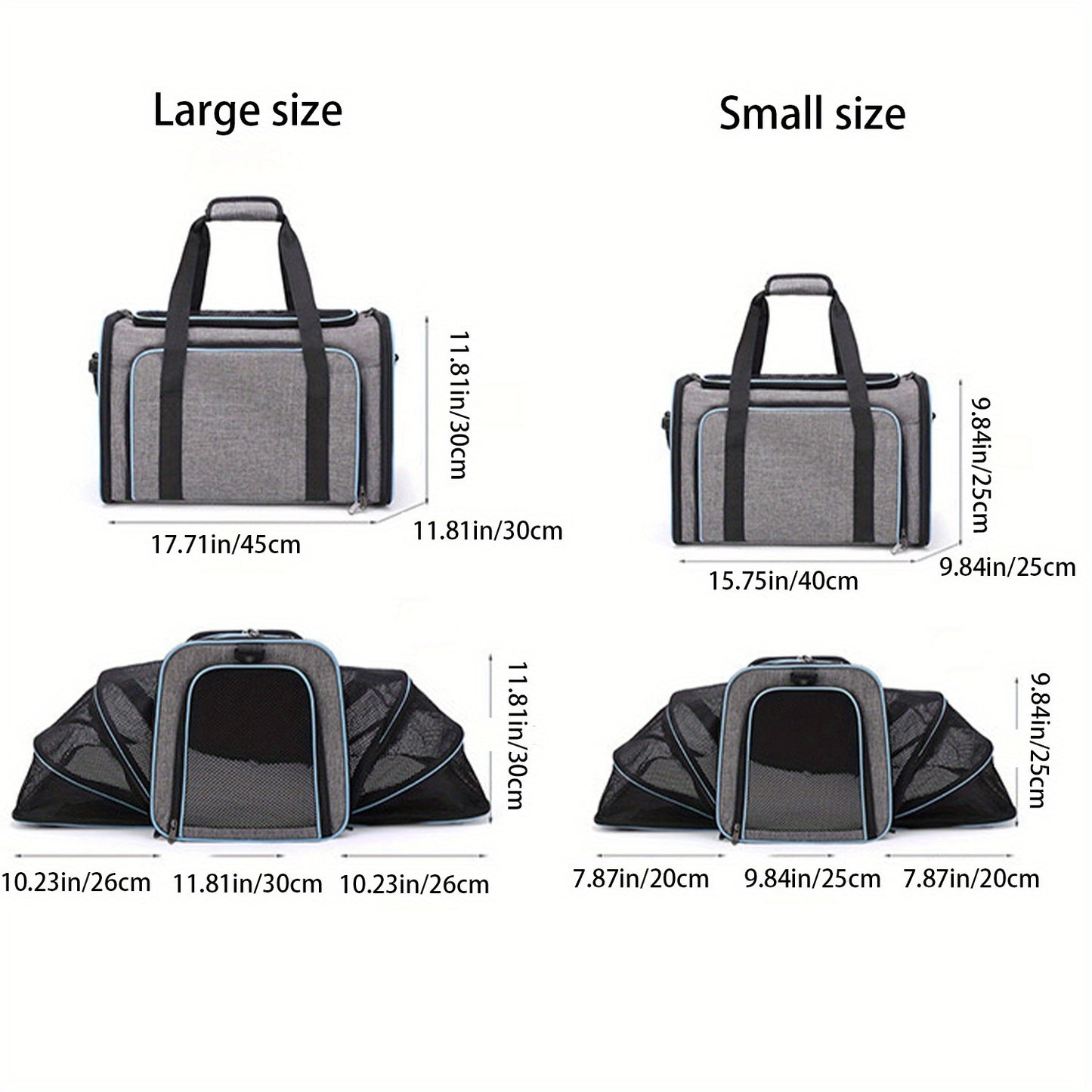 Airline Approved Expandable Pet Carrier Bag | Soft-Sided Polyester Travel Tote for Small Dogs & Cats, Removable Fleece Pad