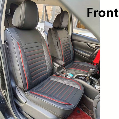 Car Seat Covers 5-Seat PU Leather Set with Front Storage Pocket, Armrest Piece and Eight Colors