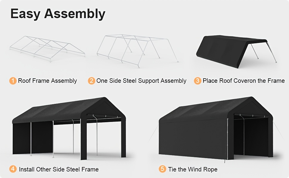 Carport Canopy 10x20 Portable Garage UV Protection for Garden, Patio and Yard Use, with the Listed Configuration