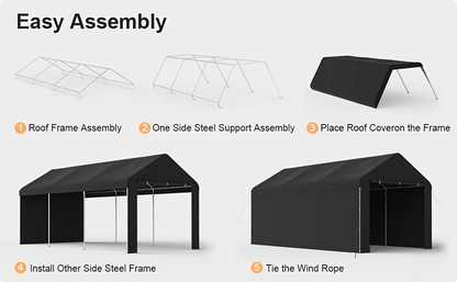 Carport Canopy 10x20 Portable Garage UV Protection for Garden, Patio and Yard Use, with the Listed Configuration