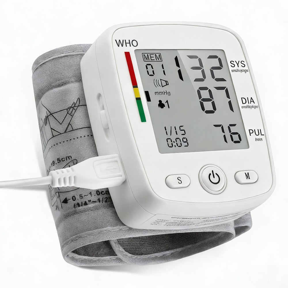 Wrist Blood Pressure Monitor Rechargeable - Digital BP Monitor with Large LCD, Voice Broadcast, 2×99 Memory & USB Charging