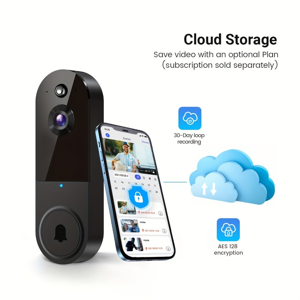 1440P Wireless Video Doorbell Camera WiFi Smart Doorbell with Night Vision Two-Way Audio Motion Detection Rechargeable Battery Local Storage