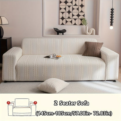 Sofa Cover Zigzag-Texture Fitted Slipcover for 1, 2, 3 or 4-Seater Sofas in Four Neutral Colors
