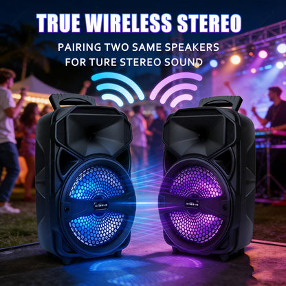 1000W Karaoke Machine with Wireless Bluetooth Party Speaker, 8-Inch Subwoofer, Loud Sound System