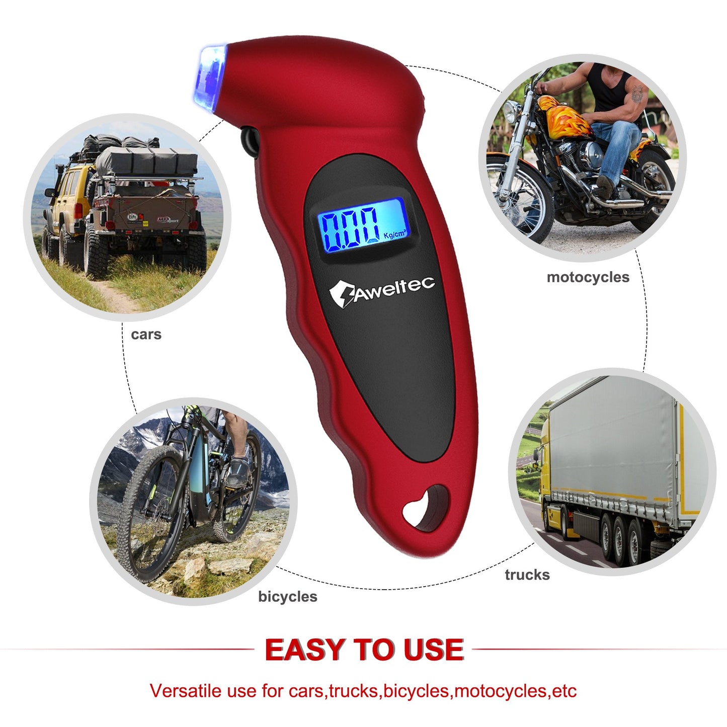 Digital Tire Pressure Gauge 2-Pack 150 PSI – Backlit LCD, 4 Modes PSI/Bar/KPA/Kgf, Non-Slip Grip for Car, Truck, Motorcycle & Bicycle