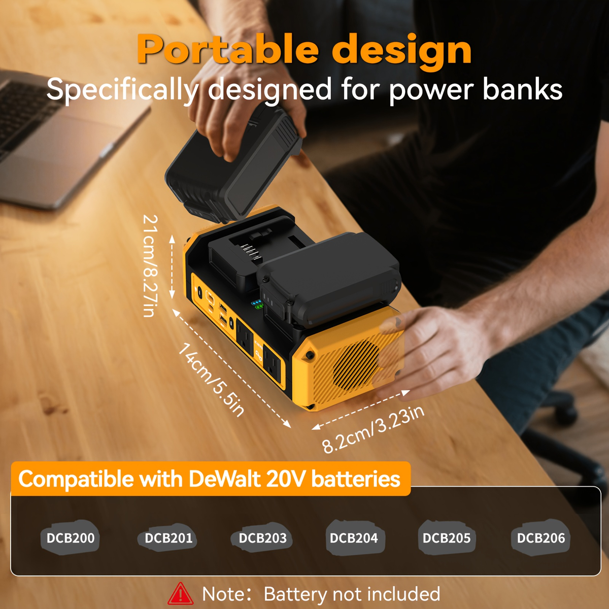 HASEED 350W Pure Sine Wave Power Inverter For DeWalt 20V Battery, 120V AC, 140W PD Fast Charging