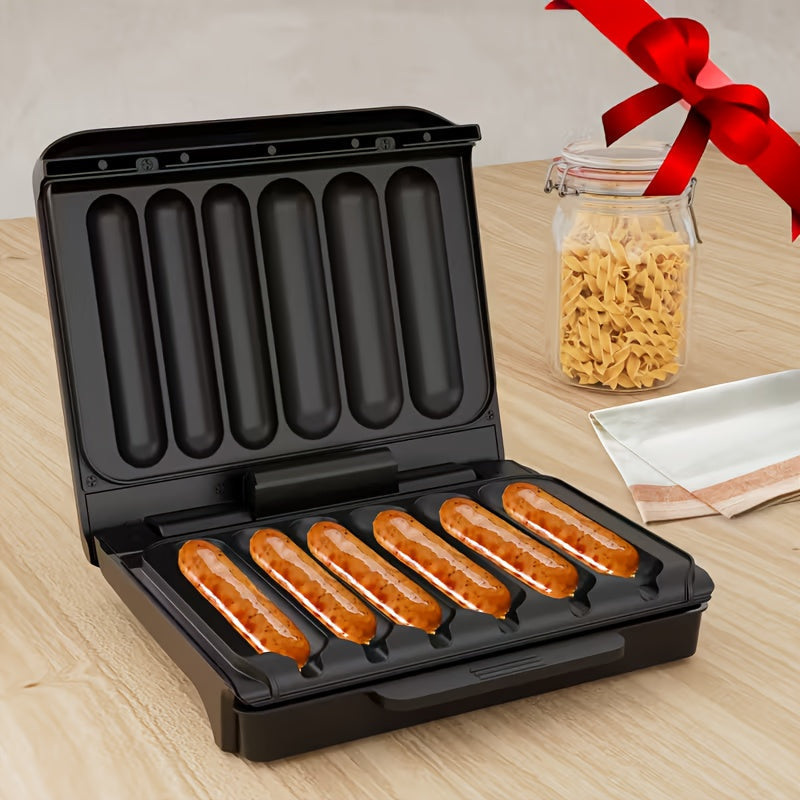 Electric Sausage Grill and Sandwich Maker with Nonstick Plate and Cord Storage Compact for Grilling, Camping and Outdoor Meals