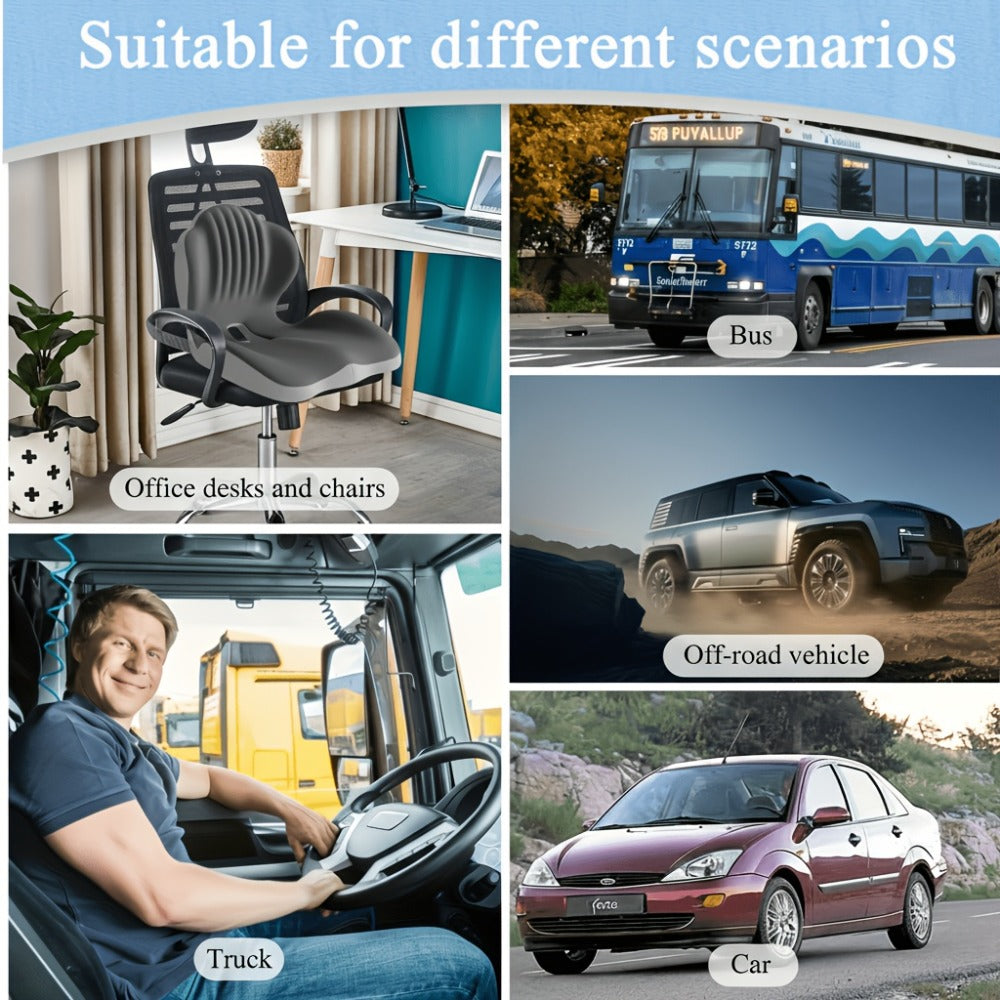 Memory Foam Seat Cushion Ergonomic with Back Support & Breathable Hollow Design – Comfortable Chair Pad for Office, Car Seat & Long Sitting