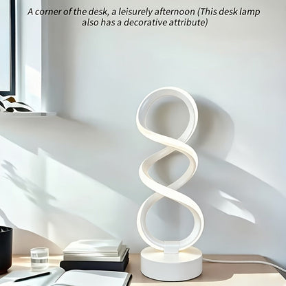 Spiral LED Table Lamp with Dimmable Push-Button Control, Modern Metal Base and Six Black or White Configuration Options