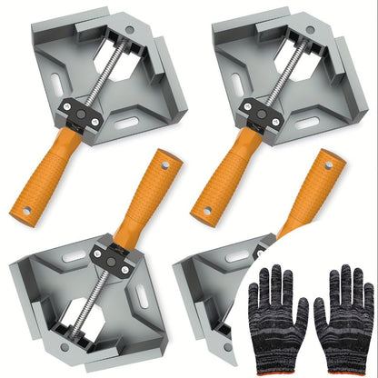 Right Angle Woodworking Clamp Set 2 & 4-Piece, Adjustable Aluminum Alloy Swing Jaw, 90-Degree Corner Clamps for Welding