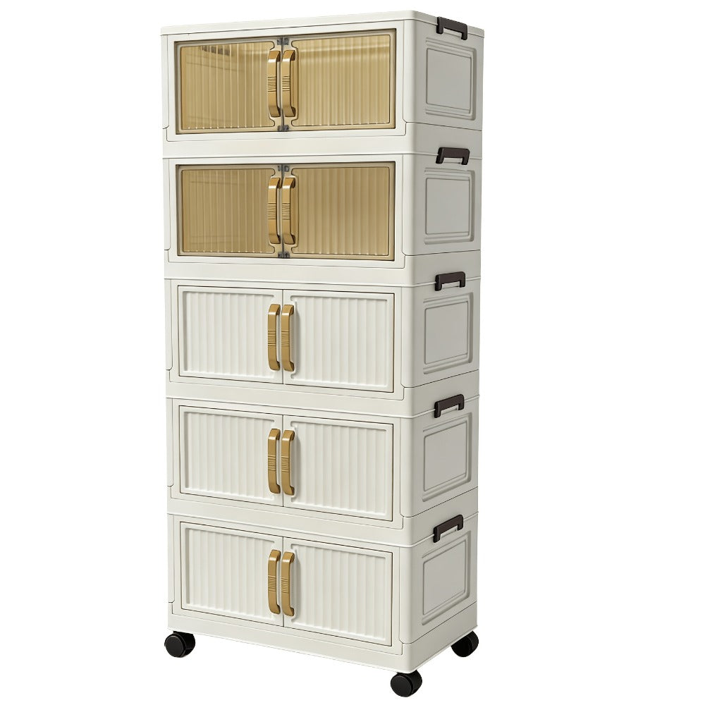 Shoe Cabinet Entryway Organizer, Multi-Functional Foldable Storage Cabinet 3/5 Tier Large, Space-Saving Closet Organizer for Entrance