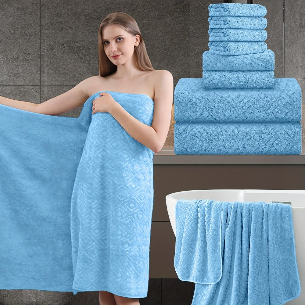 Bath Hand Towels, Towel Set 8 Piece 700GSM with 2 Bath Towels, 2 Hand Towels and 4 Washcloths in 16 Colors for Home and Guest Use