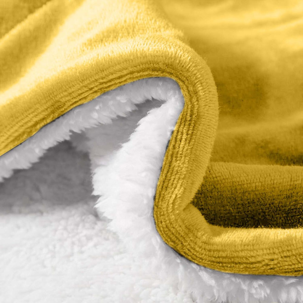 480GSM Sherpa Fleece Blanket, Double-Sided Heavy Throw for Couch, Bed & Travel, Reversible All Season