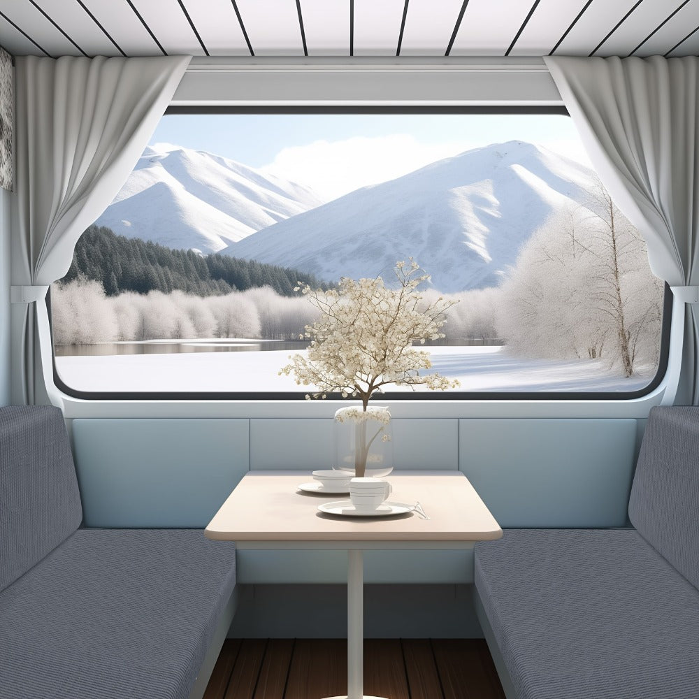 RV Dinette Cushion Covers 4 Piece Set Stretch Jacquard Slipcovers for Booth Seats Machine Washable Anti-Pet Hair Dustproof RV Camper Van
