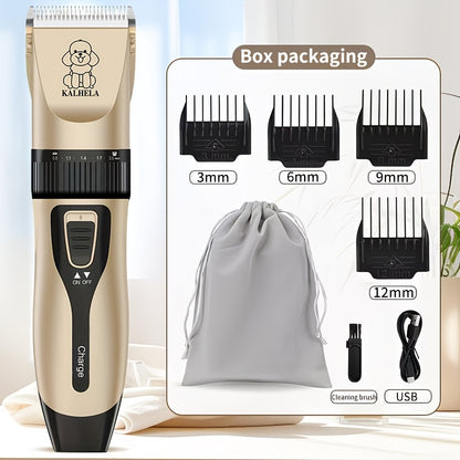 Pet Hair Trimmer USB Rechargeable Wireless Clipper for Dogs & Cats – Low Noise Electric Grooming Scissors, Lithium Battery
