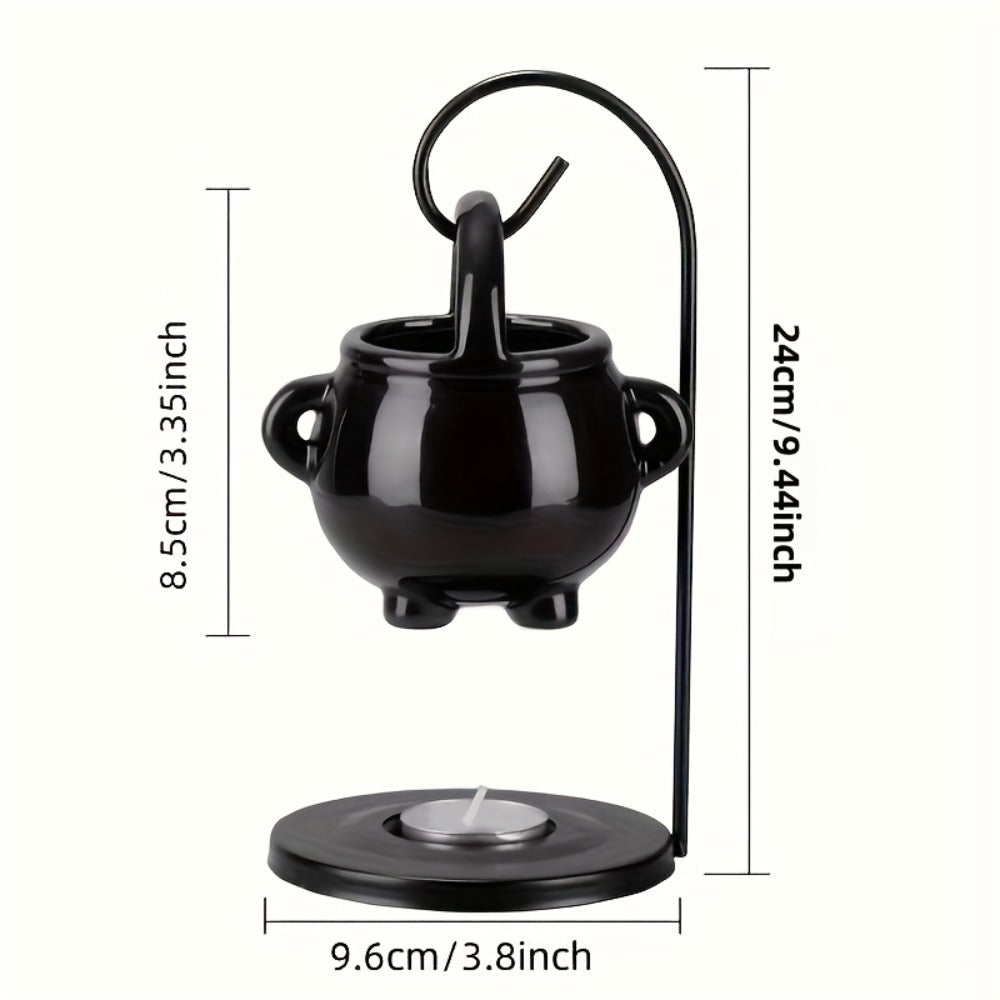 Ceramic Wax Melter Hanging Incense Holder Tealight Diffuser Black Witch Style Home Decor for Everyday Face, Beard and Body Grooming