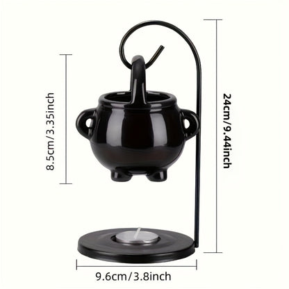 Ceramic Wax Melter Hanging Incense Holder Tealight Diffuser Black Witch Style Home Decor for Everyday Face, Beard and Body Grooming