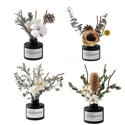 Reed Diffuser with Real Flowers & Essential Oil - Home Fragrance Scent Sticks for Bedroom Bathroom Living Room