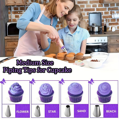 Piping Bags and Tips Set 492pcs Complete Cake Decorating Kit with Turntable Frosting Spatula for Entryways, Bedrooms and Living Spaces