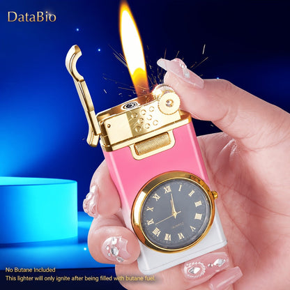 DataBio Quartz-Dial Torch Lighter with Rectangular Body, Dual Flame Outlets and Two Finishes