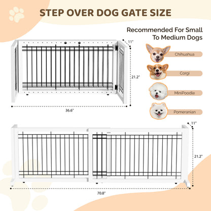 Freestanding Pet Gate for Dogs & Cats – Solid Wood Dog Gate for House, Adjustable 40" to 71" Wide, Indoor Dog Fence for Doorways Stairs