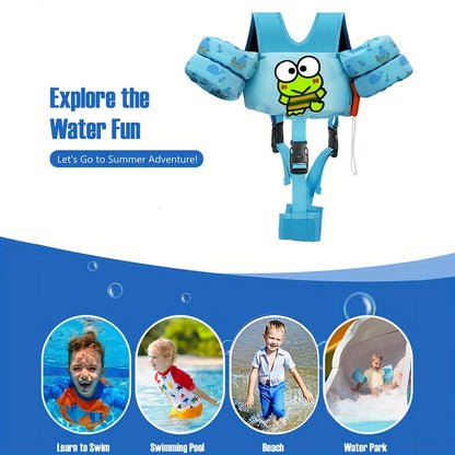 Kids Swim Vest Toddler Swimming Floatie Jacket with Adjustable Straps – Sanrio Keroppi Design, Nylon Material