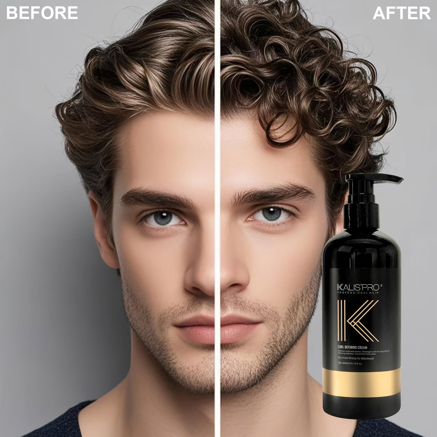 Men's Curl Cream Sulfate-Free 10.14oz – Frizz Control Styling Cream for Wavy & Curly Hair | Controlled Hold
