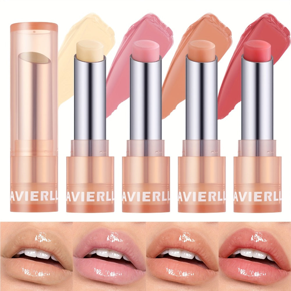 Moisturizing Lip Balm Set 4pcs Waterproof with Vitamin E Oil & Plant Oils – Long-Lasting Nourishing Lip Care for Dry Chapped Lips