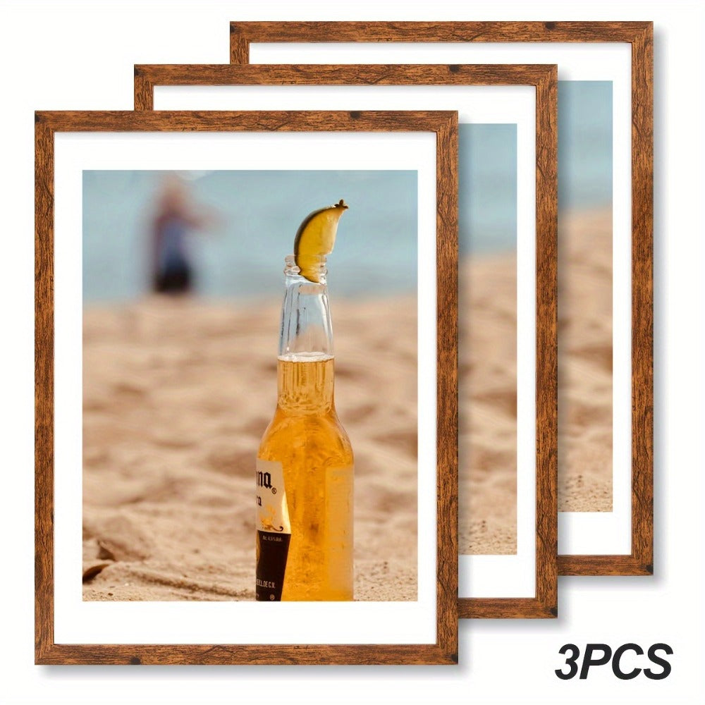 Picture Frames 12x16 Set of 3 – Classic Wood Poster Frames, Horizontal & Vertical Wall Hanging, Multi-Color Options for Bedroom Office