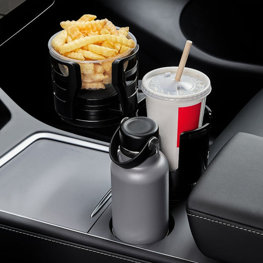 Cup-Holder Phone Mount and Expander with Rotating Cup Ring, Adjustable Side Cradle and Two Layout Options