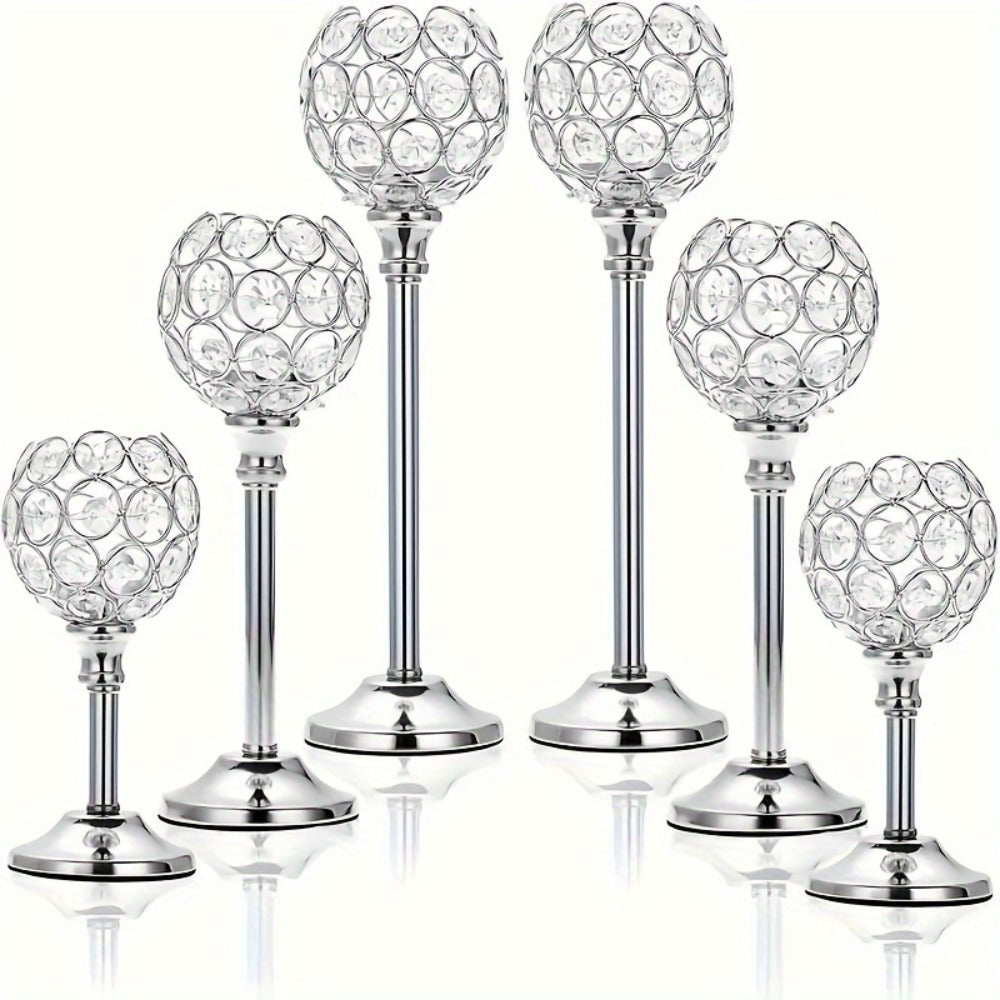 Crystal Candelabra Centerpiece, Gold & Silver Taper Candle Holders for Wedding, Anniversary, Candlelit Dinner