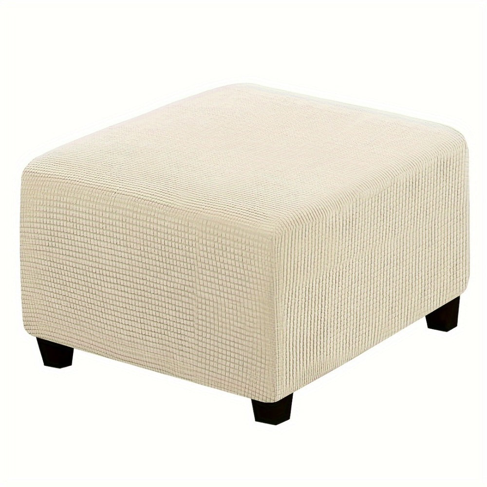 Square Ottoman Cover Elastic Stretch – Polar Fleece Footstool Slipcover with Elastic Band Closure Machine Washable for Home Office Decor