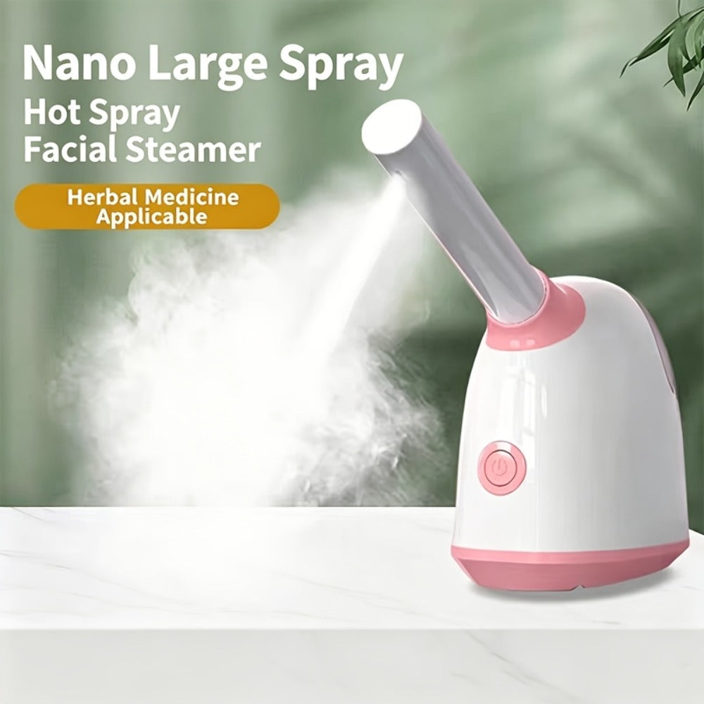 Facial Steamer Nano Ion Mist – Deep Pore Cleansing Home Spa Face Steamer with 360° Rotatable Arm, Blackhead Remover