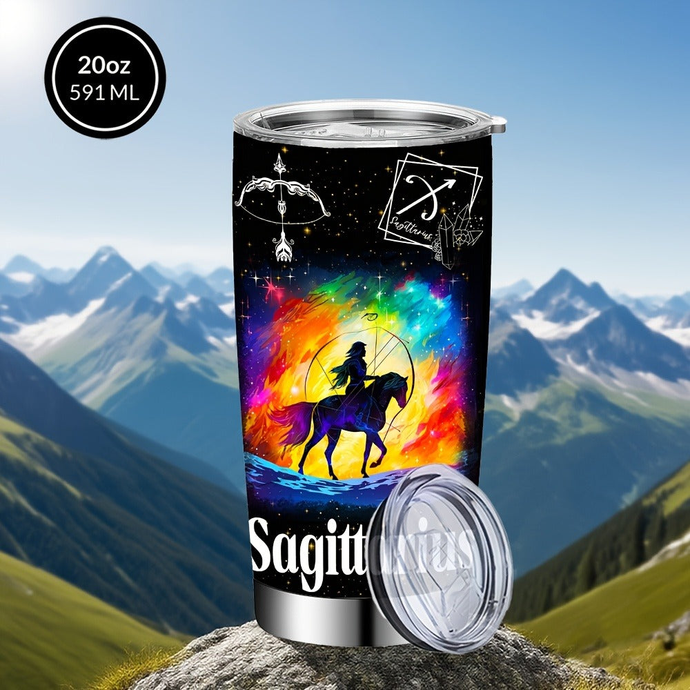 Insulated Tumbler 20oz Zodiac Sign 304 Stainless Steel with Lid, Straw and 12 Horoscope Options