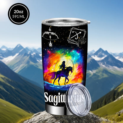 Insulated Tumbler 20oz Zodiac Sign 304 Stainless Steel with Lid, Straw and 12 Horoscope Options