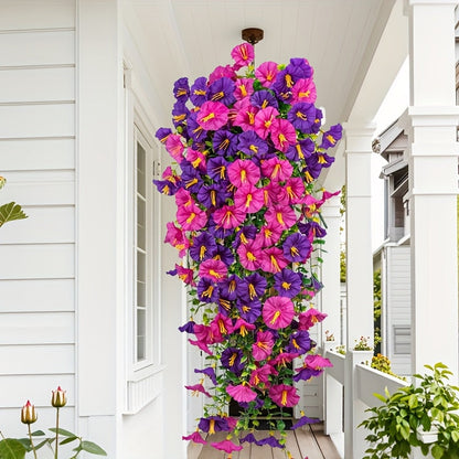 Artificial Flowers Four-Bundle Hanging Morning Glory Set with Flexible Stems in Three Style Options